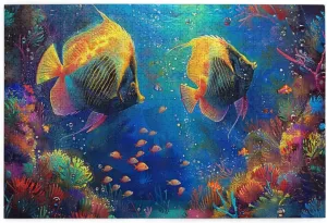bright colored fish 1000 pieces of adult wooden puzzle, colorful underwater world,deep relaxation for yourself,exercise hands-on skills and thinking,gift for friend
