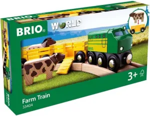 BRIO World 33404 - Farm Train | 5-Piece Wooden Toy Train Set for Kids | Ideal for Ages 3 & Up | Certified Sustainable Materials