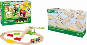 Brio My First Railway – 33727 Beginner Pack | Wooden Toy Train Set for Kids Age 18 Months and Up & World 33402 Expansion Pack Intermediate | Wooden Train Tracks for Kids Age 3 and Up