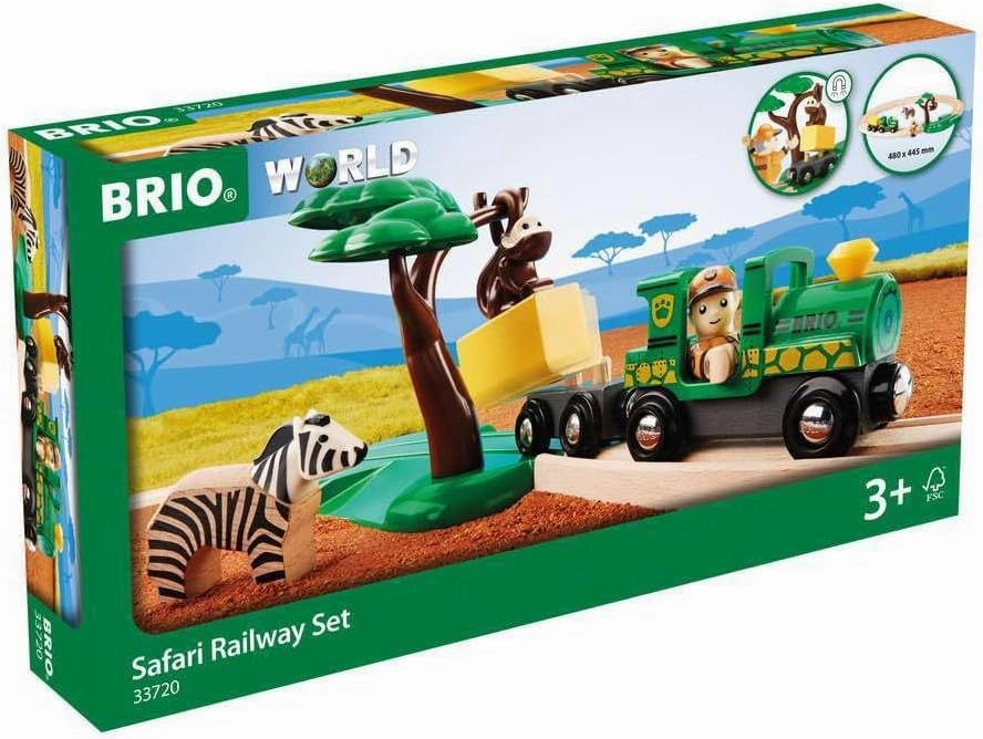 BRIO World - 33720 Safari Railway Set - Imaginitive Wooden Toy Train Set for Toddlers | Creative Play | Expansion Compatible |Safety Tested | Ideal for Kids Age 3 and Up