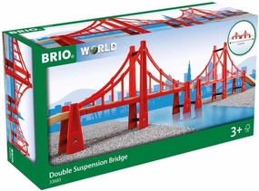 BRIO World Double Suspension Bridge - FSC-Certified Longest Wooden Train Track Bridge - Compatible with All BRIO Railway Sets - 5-Piece Set of 2 Bridges & 3 Tracks - Creative Fun for Kids Ages 3 & Up