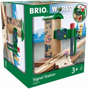 BRIO World Signal Station Set - 2-Piece Wooden Train Track Toy with Interactive Red Light and Figurine - FSC Certified - Compatible with All BRIO Railway Train Toys - Kids Ages 3 & Up