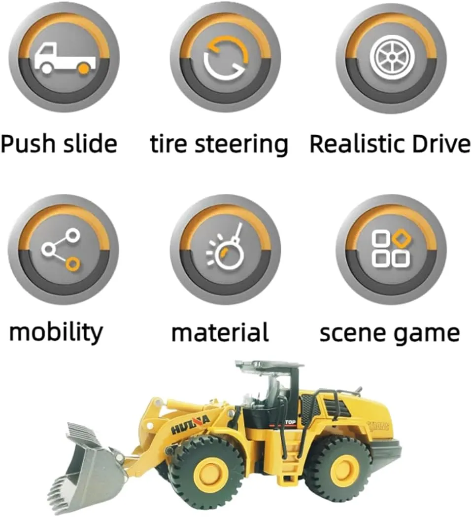 Bulldozer Toys for Boys Heavy-Duty Metal Loader Vehicle Sand/Beach Toy with Functional Arm and Bucket,Realistic Perfect for Sandbox Indoor/Outdoor Play Die Cast Construction Model