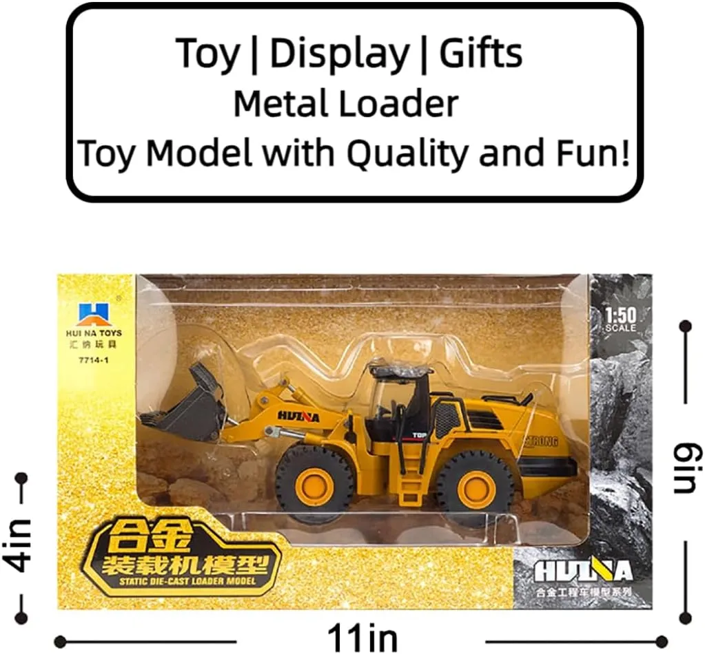 Bulldozer Toys for Boys Heavy-Duty Metal Loader Vehicle Sand/Beach Toy with Functional Arm and Bucket,Realistic Perfect for Sandbox Indoor/Outdoor Play Die Cast Construction Model