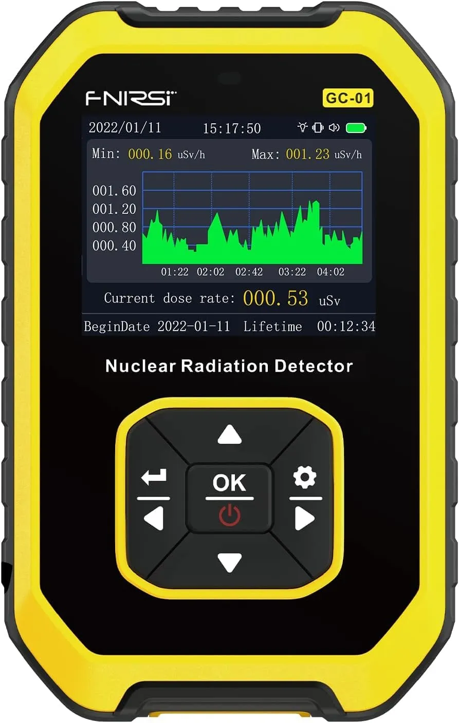Bundle of 1 Geiger Counter Nuclear Radiation Detector-FNIRSI Radiation Dosimeter with LCD Display, Portable Handheld Beta Gamma X-ray Rechargeable and Safecastle Multipurpose Toolkit Card