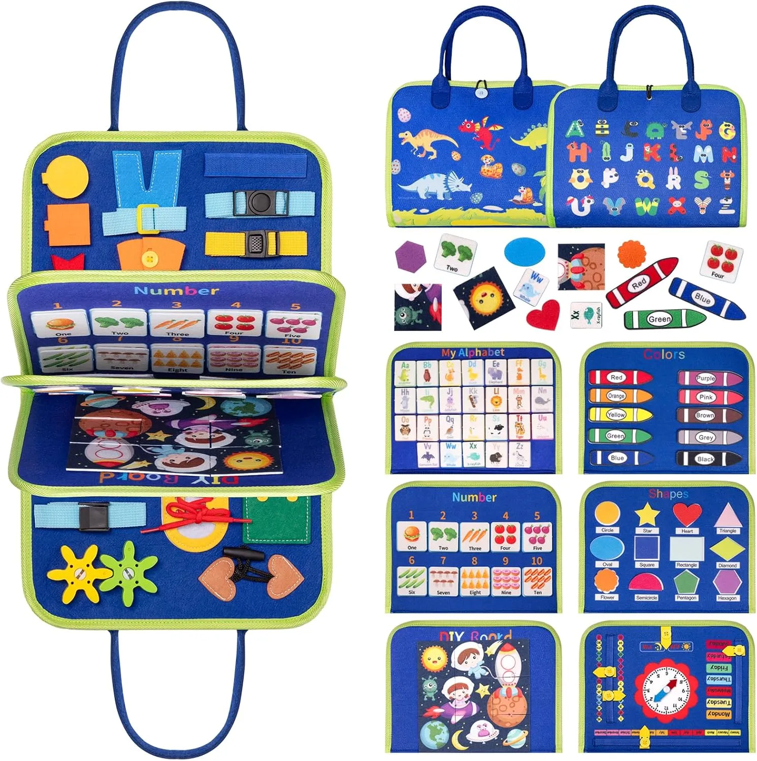 Busy Board for Toddlers Sensory Toys - Montessori Toys for 1 Year Old - Airplane Travel Essentials for 1-4 Year Old Boys Educational Games - Preschool Learning Toys Quiet Book for Basic Dress Skills