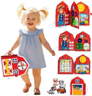 Busy Board, Montessori Busy Book, Toddler Travel Toys, Sensory Board, Quiet Book, Montessori Activities, Sensory Toys for Toddlers, Kids Travel Activities, Gifts for Toddlers, Red Farm