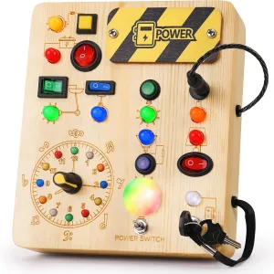 Busy Board With Led Light, Montessori Toys For 1-3 Years Old Boys Girls Wooden Toddler Toys Birthday Gift Educational Toys For 1  Year Old, Toddler Travel Toys Sensory Toys For Kids With Autism