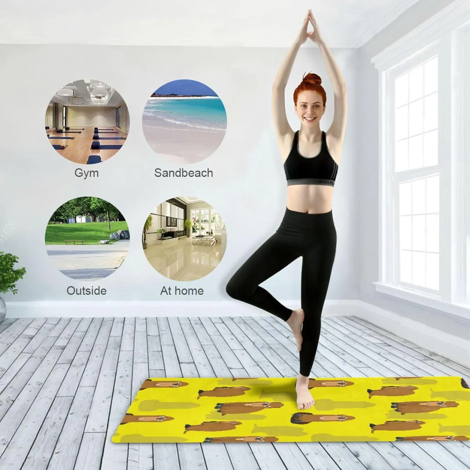 Caikeny Yoga Mat Bright Sport Cars Fitness Exercise Mat Red Foldable Carrying Workout Mat for Yoga Pilates Floor Exercises 70.8x26 In