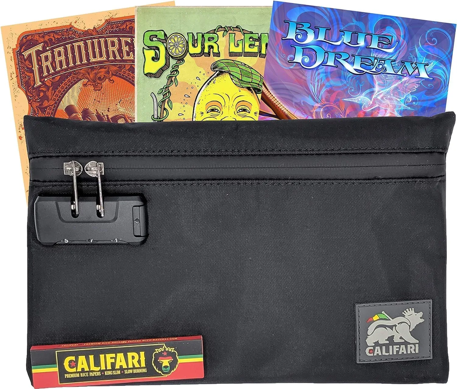 Califari Lockable Smell Proof Stash Bag Pouch Case Container (11”x7”) – Durable 100% Odor Proof Lined Bag with Combination Lock – Great for Travel - Safe Discreet Durable & Weatherproof (NYSD)