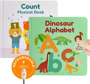 Cali's Books Back to School Toddler Learning Bundle: Count with Nursery Rhymes & Dino ABC Sound Book - Perfect for Preschoolers!