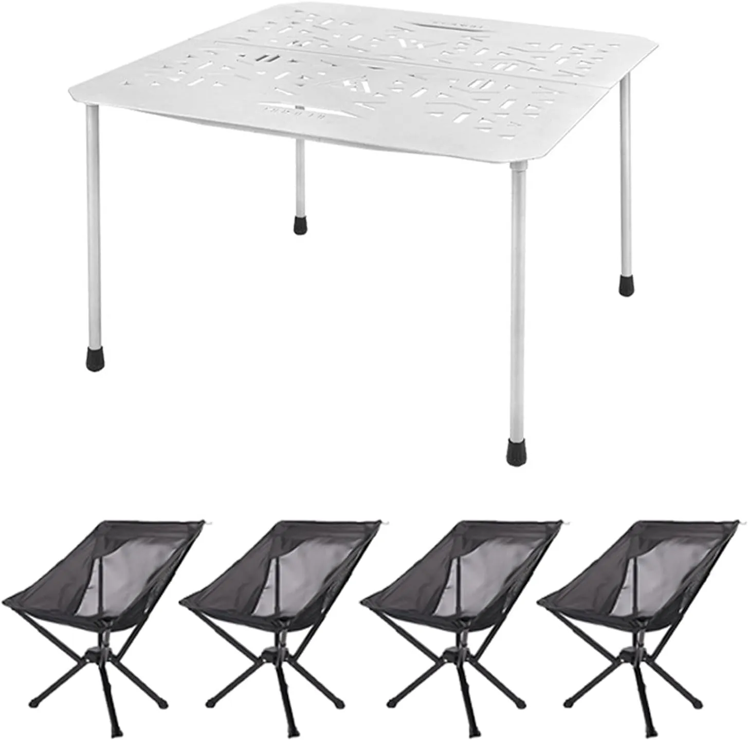 Camping Splicing Table Set with Chairs, Outdoor Camping Folding Table Chair Set Portable Beach Table Foldable Chiars for Camping, Picnic, Travel, RV