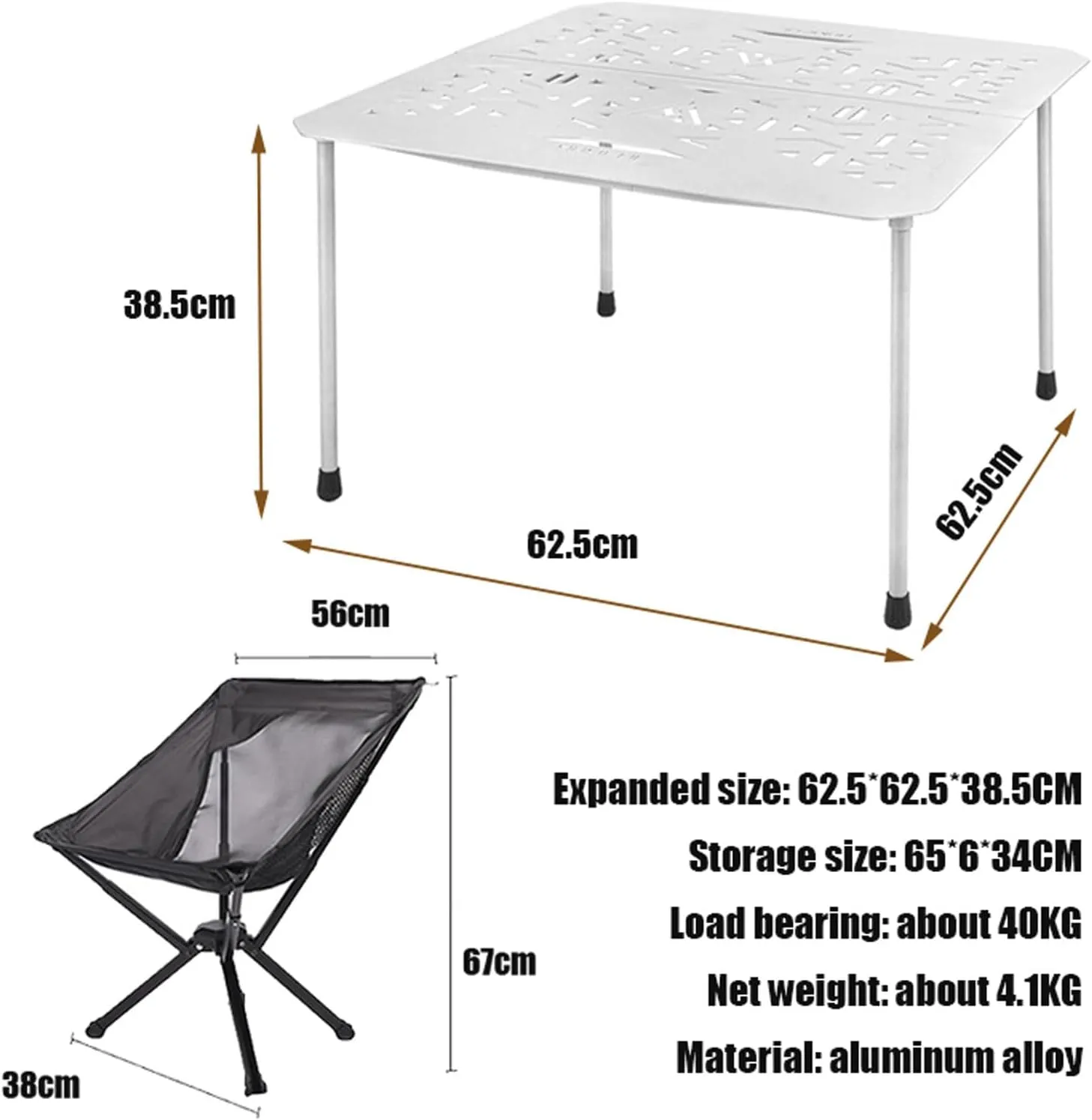 Camping Splicing Table Set with Chairs, Outdoor Camping Folding Table Chair Set Portable Beach Table Foldable Chiars for Camping, Picnic, Travel, RV