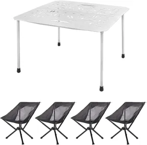 Camping Splicing Table Set with Chairs, Outdoor Camping Folding Table Chair Set Portable Beach Table Foldable Chiars for Camping, Picnic, Travel, RV