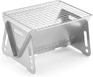 Camping Wood Stove,Heating Camping Outdoor Wood Stove Small Folding Stainless Steel Mini Grill Stove with Storage Bag for Picnic BBQ Camp Hiking