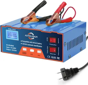 Car Battery Charger 12V 24V, Heavy Duty 6AH~105AH - 12 Volt Battery Charger with Auto/Manual Modes, Motorcycle Battery Charger, Marine Battery Charger, Car Battery Trickle Charger, Battery Desulfator