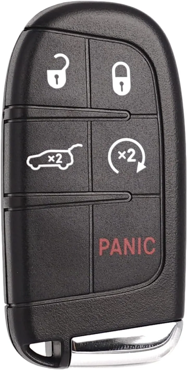 Car Key Fob Replacement Fits for Jeep Grand Cherokee 2014-2022 Dodge Durango Push Start 5 Buttons Keyless Entry Remote Control 68143505AC M3N-40821302 68150061