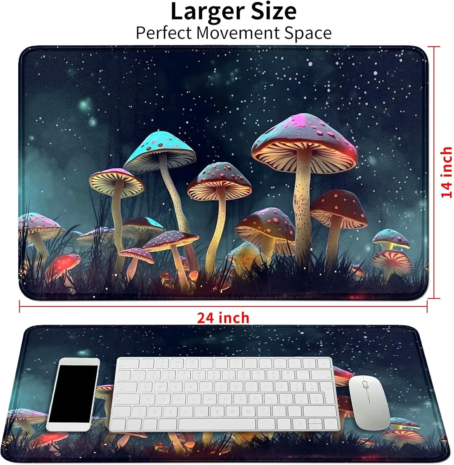 Card Mat for MTG & TCG Playmat Mouse Pad,23.6" x 13.8" Game Mat for MTG RPG CCG Trading Card Game Playmats Table Mat Perfect for Card Games Video Games Computer Office,Colorful Mushrooms