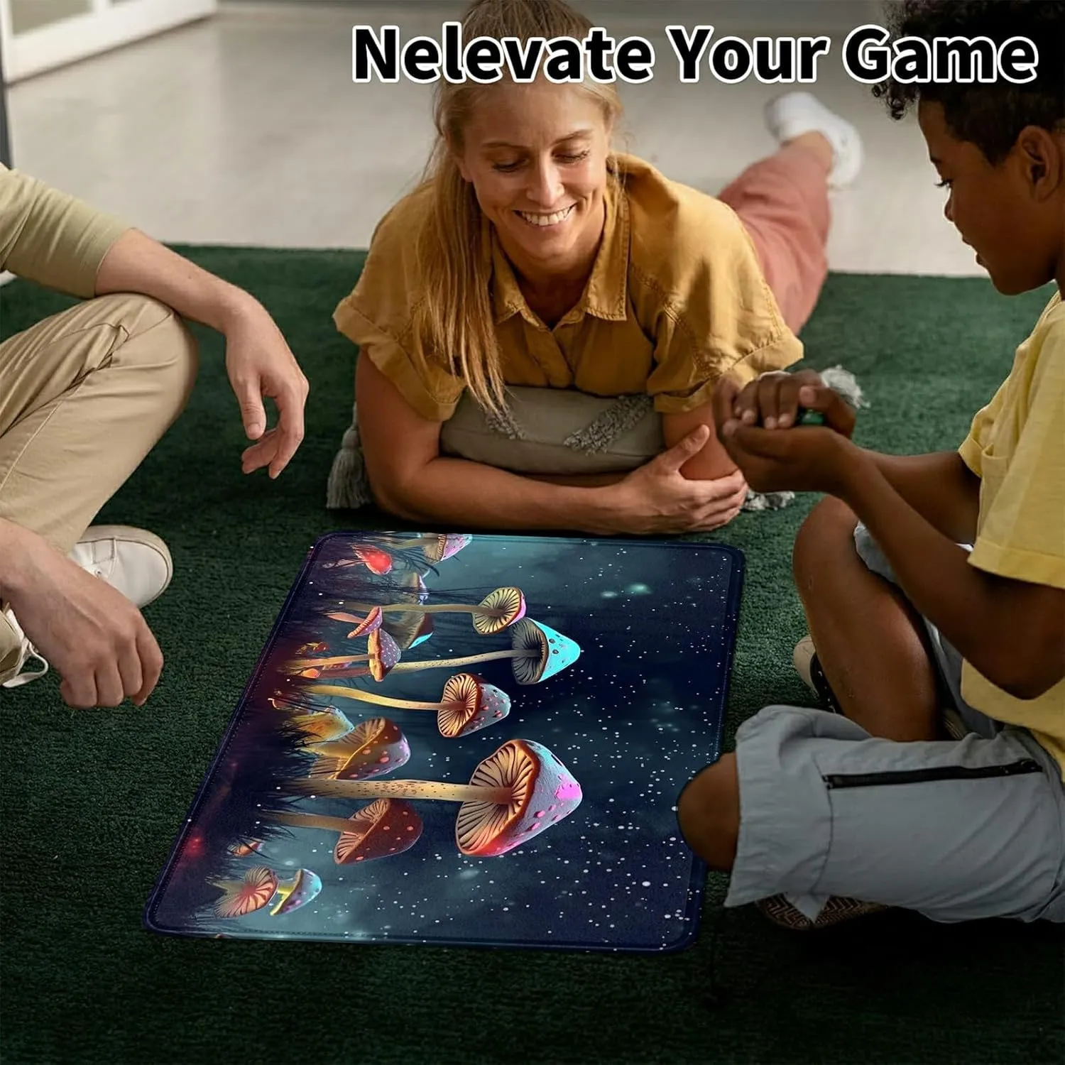 Card Mat for MTG & TCG Playmat Mouse Pad,23.6" x 13.8" Game Mat for MTG RPG CCG Trading Card Game Playmats Table Mat Perfect for Card Games Video Games Computer Office,Colorful Mushrooms