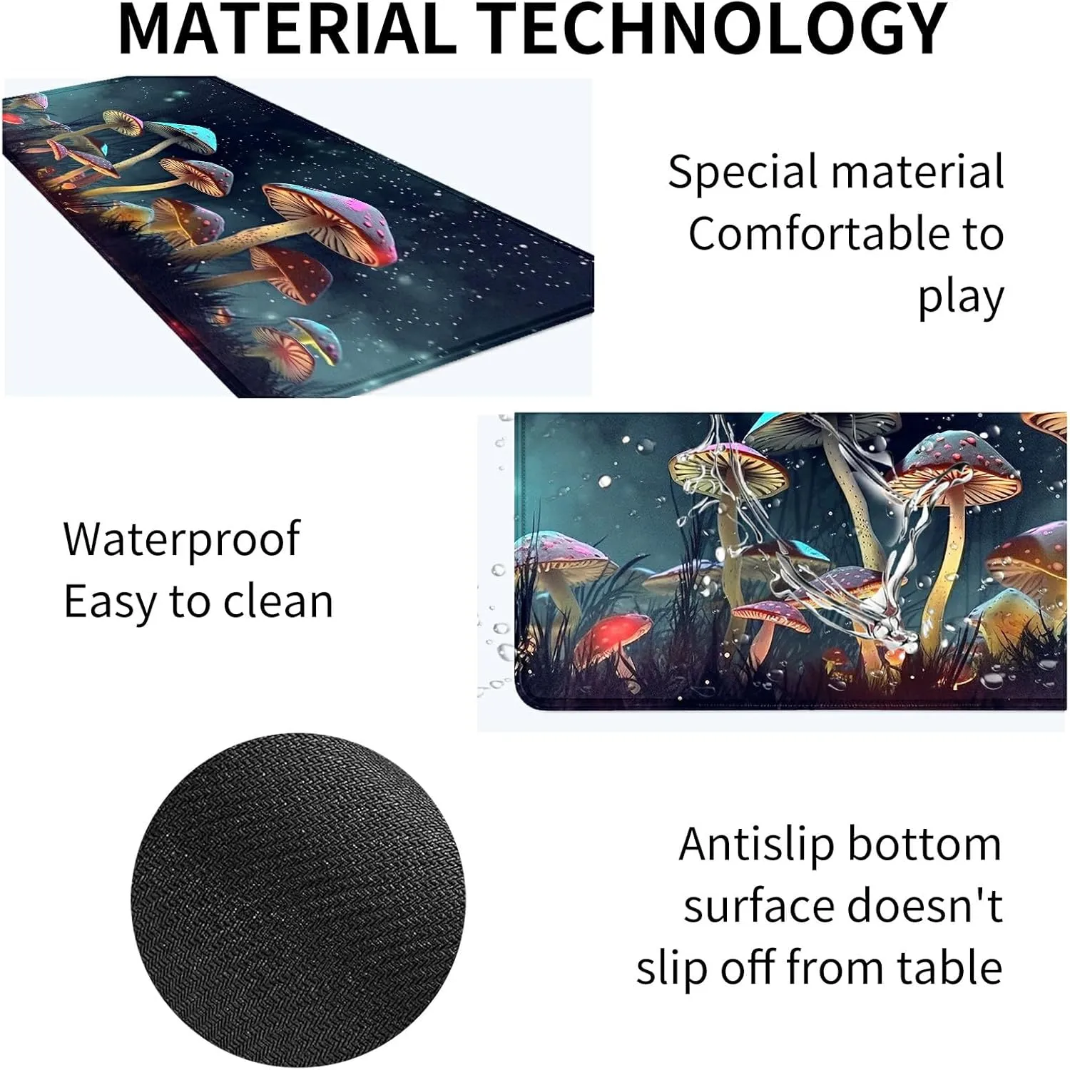 Card Mat for MTG & TCG Playmat Mouse Pad,23.6" x 13.8" Game Mat for MTG RPG CCG Trading Card Game Playmats Table Mat Perfect for Card Games Video Games Computer Office,Colorful Mushrooms