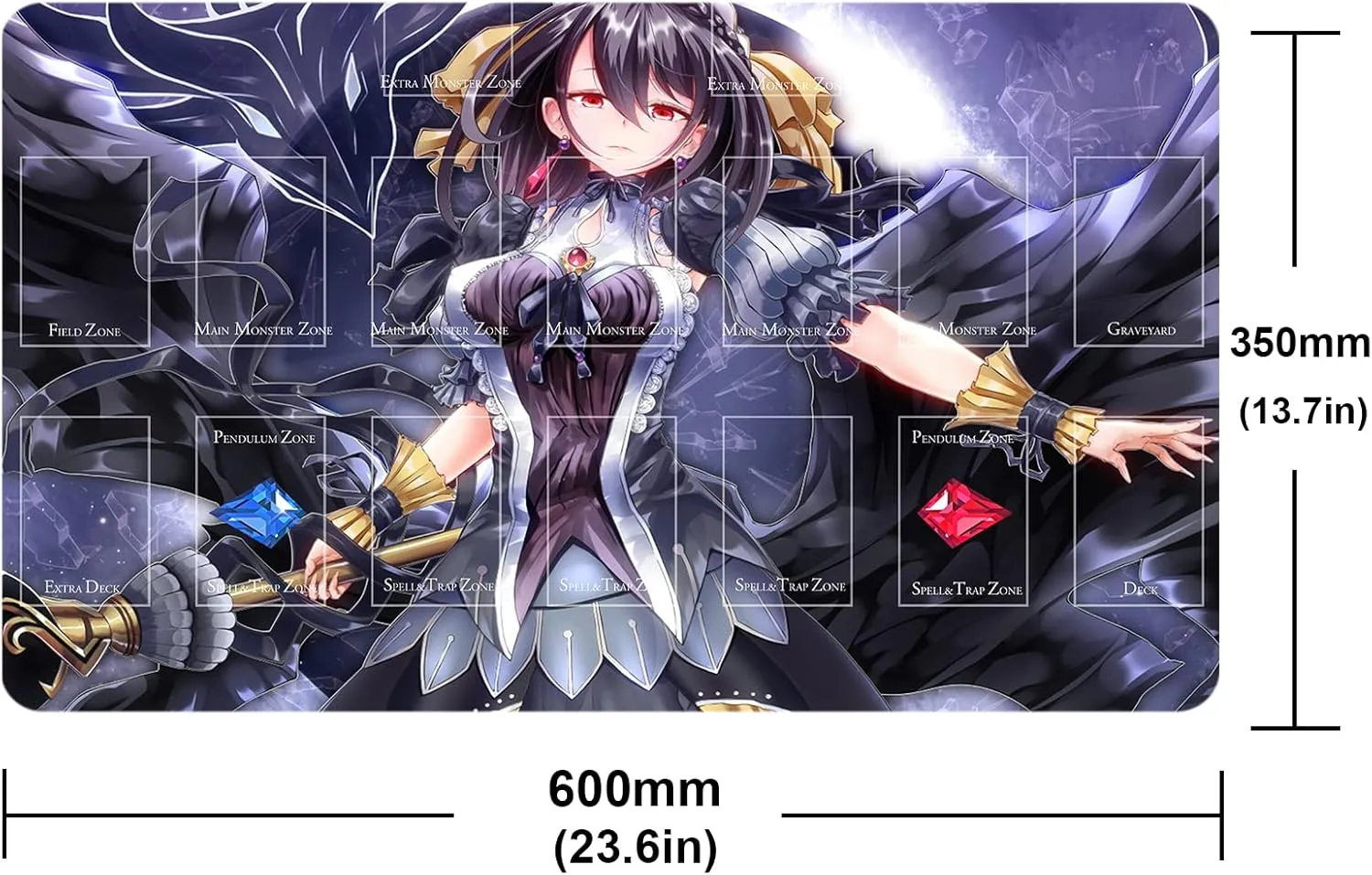 Card Rubber Mat Duel Mat Gaming Competition Pad Binder Deck 23.6x13.7in (The Closed World)
