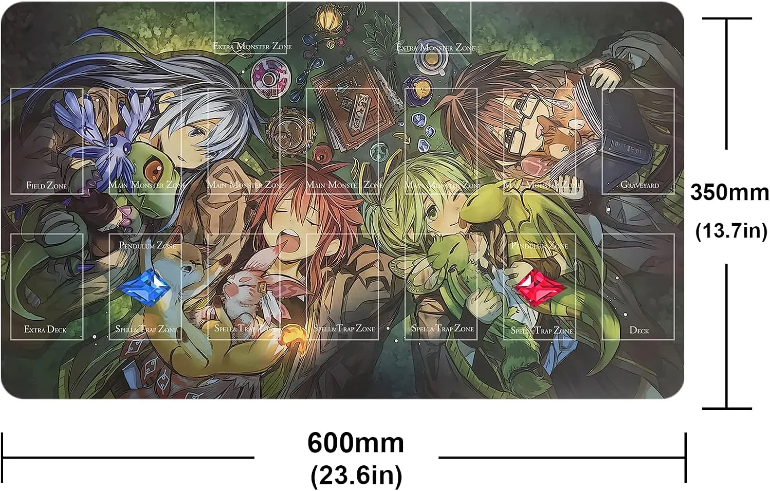 Card Rubber Mat Duel Mat Gaming Competition Pad Card Binder Deck 23.6x13.7in (Spirit)
