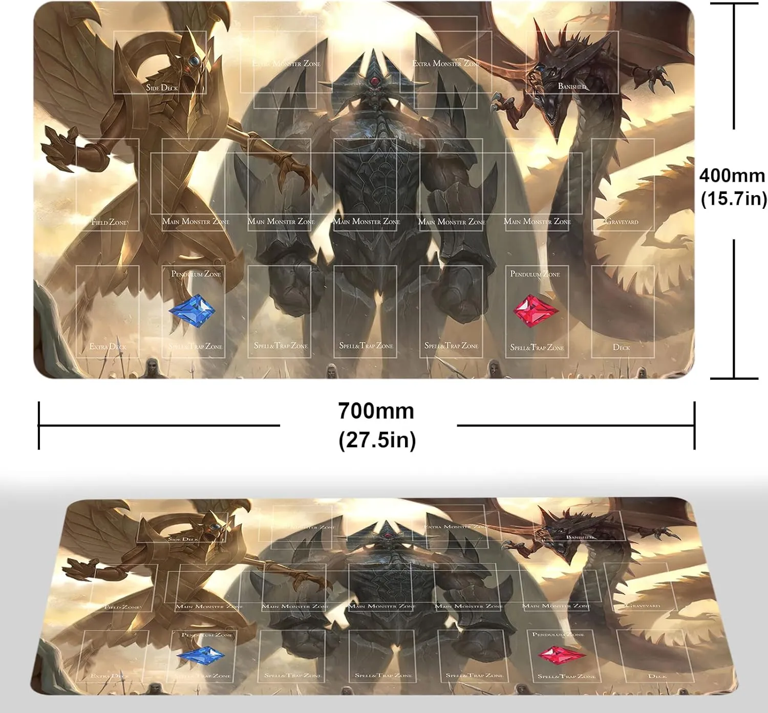 Card Rubber Mat Duel Mat Gaming Competition Pad Card Binder Deck 27.5x15.7in (God)