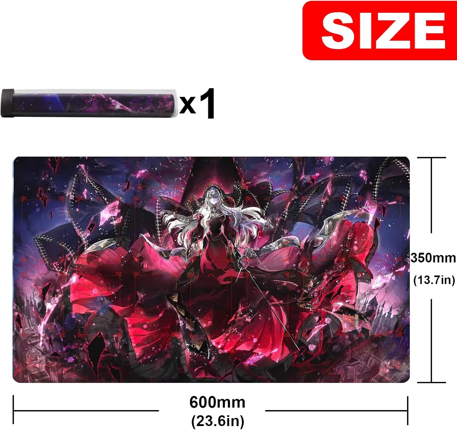 Card Rubber Mat ygo playmat Gaming Competition Pad Mat Card Binder Deck 23.6x13.7in (Red Cartesia 1)