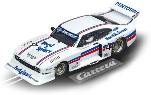 Carrera 30926 Ford Capri Zakspeed Turbo Lili Reisenbichler No. 4 1:32 Scale Digital Slot Car Racing Vehicle Digital Slot Car Race Tracks, White, Blue, Red