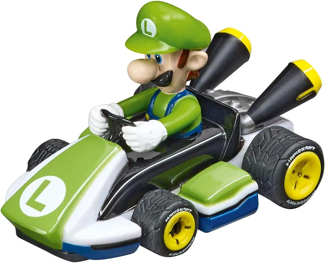 Carrera First Nintendo Mario Kart Slot Car Race Track - Includes 2 Cars: Mario and Luigi and Two-Controllers - Battery-Powered Beginner Set for Kids Ages 3 Years and Up, 20063028