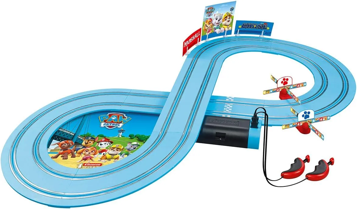 Carrera First Paw Patrol - Slot Car Race Track - Includes 2 Cars: Chase and Marshall - Battery-Powered Beginner Racing Set for Kids Ages 3 Years and Up, Multi