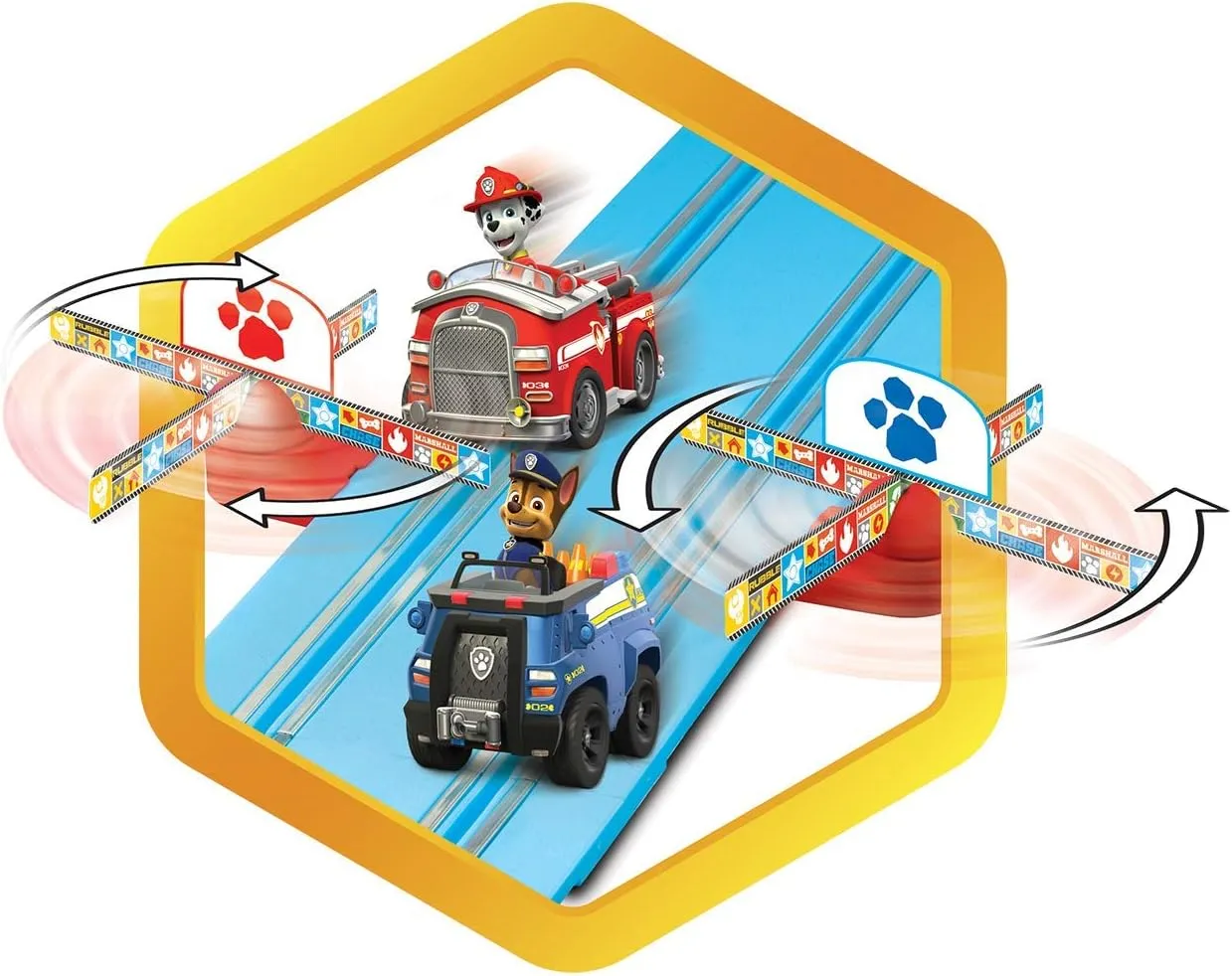 Carrera First Paw Patrol - Slot Car Race Track - Includes 2 Cars: Chase and Marshall - Battery-Powered Beginner Racing Set for Kids Ages 3 Years and Up, Multi
