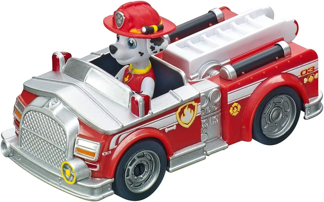 Carrera First Paw Patrol - Slot Car Race Track - Includes 2 Cars: Chase and Marshall - Battery-Powered Beginner Racing Set for Kids Ages 3 Years and Up, Multi