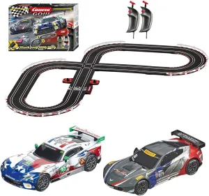 Carrera GO!!! 62521 onto The Podium Electric Powered Slot Car Racing Kids Toy Race Track Set Includes 2 Hand Controllers and 2 Cars in 1:43 Scale , Black