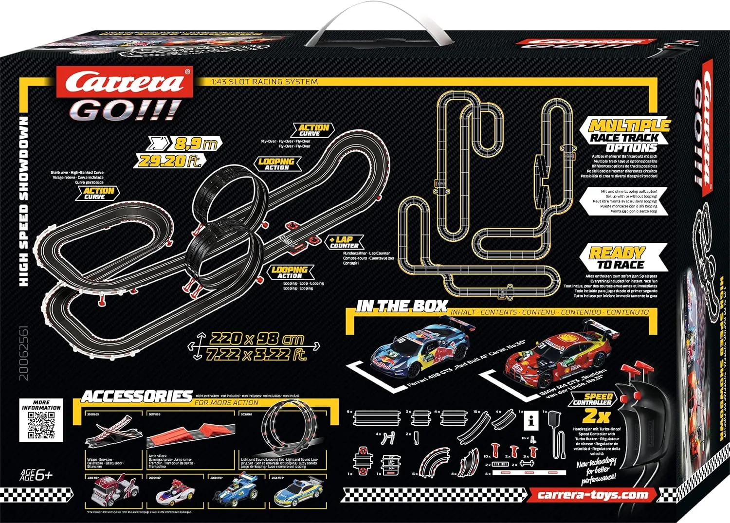 Carrera GO Electric Powered Slot Car Racing Kids Toy Race Track Set 1:43 Scale, DTM High Speed Showdown