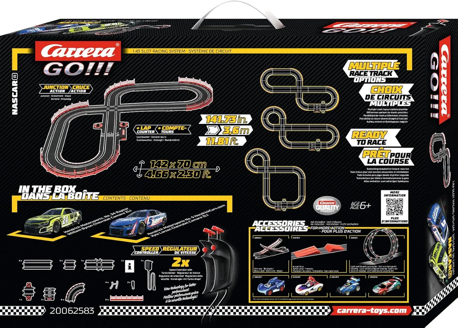 Carrera GO Electric Powered Slot Car Racing Kids Toy Race Track Set 1:43 Scale, NASCAR Watkins Glen Duel