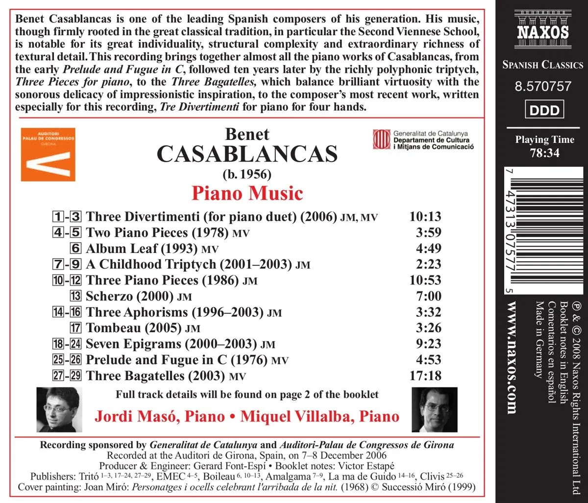 Casablancas: Piano Music
