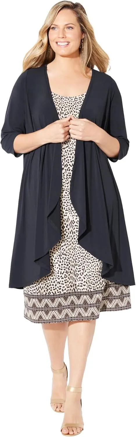 Catherines Women's Plus Size Soft Knit Jacket Dress