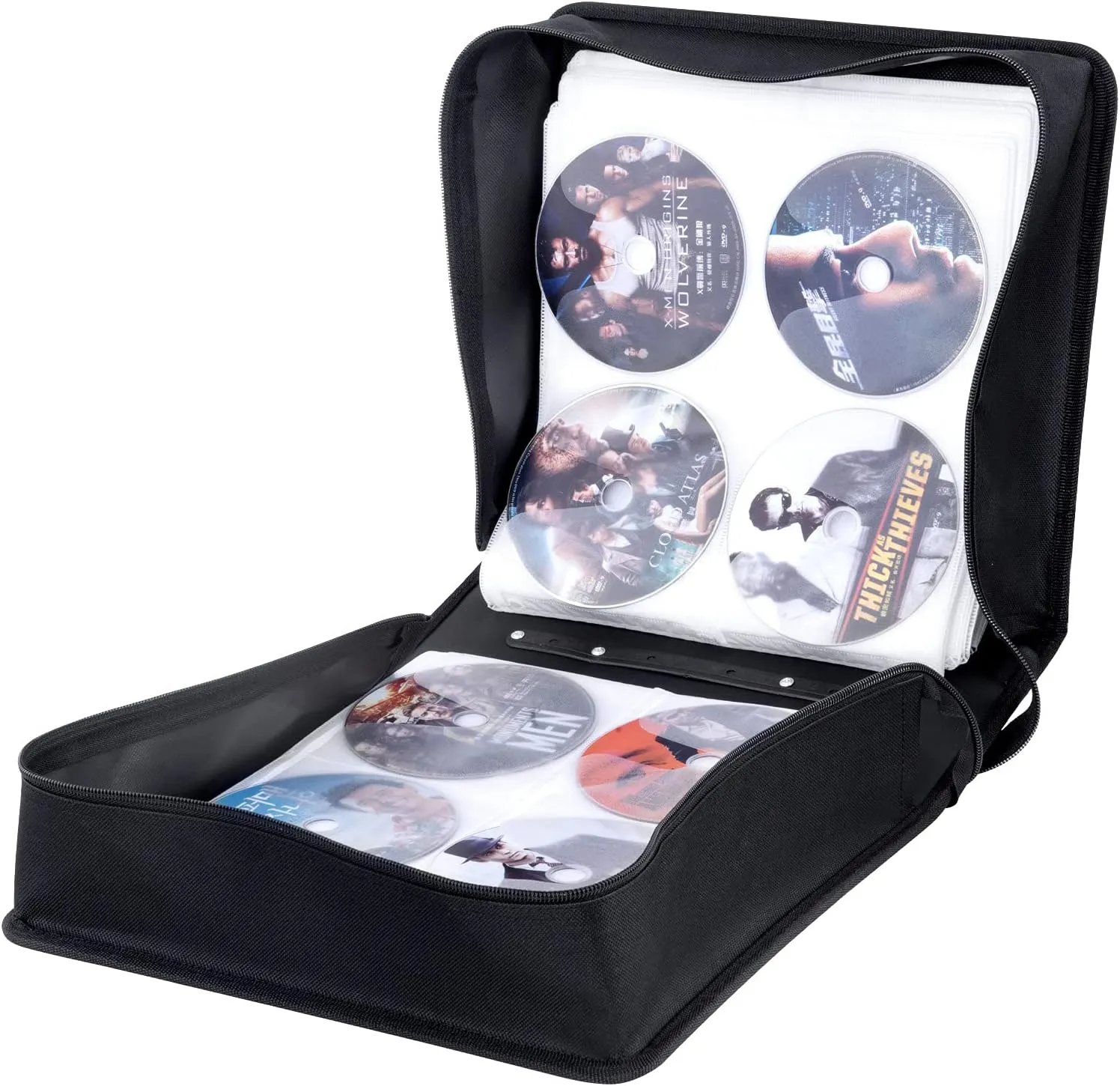 CD/DVD Binder - 400 Capacity CD/DVD Wallet Storage Booklet Album Box (White, Blue)