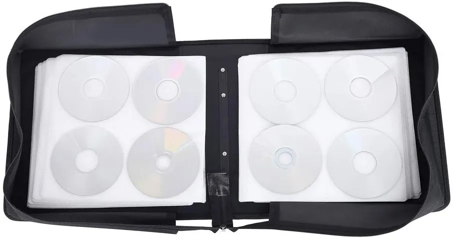 CD/DVD Binder - 400 Capacity CD/DVD Wallet Storage Booklet Album Box (White, Blue)