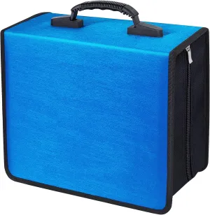 CD/DVD Binder - 400 Capacity CD/DVD Wallet Storage Booklet Album Box (White, Blue)