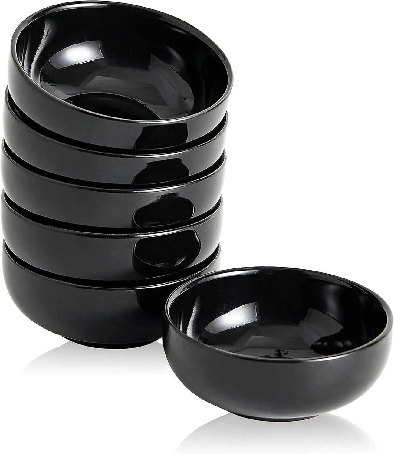 Ceramic Pinch Bowls,2.5 oz Mini Prep Dip Bowl Set,Small Dipping Salsa Charcuterie Soy Sauce Side Dish for Sushi,Set of 6(Black)