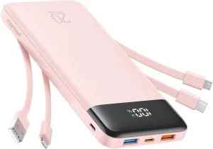 Charmast 20000mAh Portable Charger with 4 Built-in Cables & 6 Outputs, 20W Power Bank Fast Charging - USB C External Battery Pack for iPhone 16 15 14, Android, iPad, Tablet & More (Travel Essential)