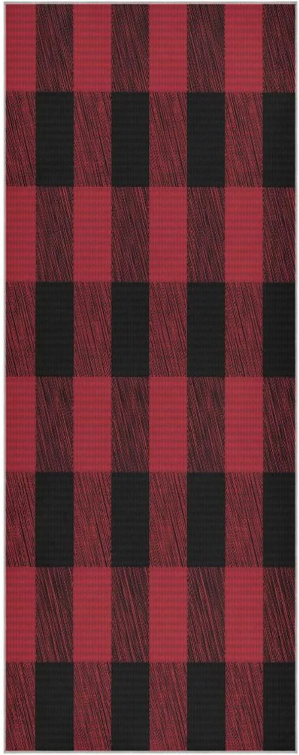 Check Plaid Vector Pixel Yoga Towel,Hot Yoga Mat Towel with Grip Dots Sweat Absorbent Non-Slip for Hot Yoga, 24" x72",Soft Yoga Blankets with Travel Bag,Pilates and Workout