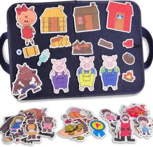 CHEFAN Felt/Flannel Board Story Set of 4, PRECUT Felt Pieces for Preschool Toddlers, Three Little Pigs|Goldilocks and Three Bears|Hansel and Gretel|The Hare and Tortoise