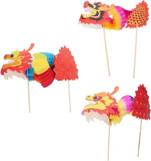 Chinese Paper Dragon Decoration 3D Chinese New Year Dragon Garland: New Year Paper Dragon Lantern Dragon Puppets Chinese Arts Crafts for Spring Festival Party Ornaments Dance Paper Dragon