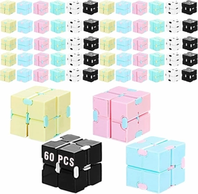 Chivao 60 Pieces Party Favors Cube Toy Cube Sensory Valentine‘s Day Hand Held Block Game Sensory Gadget Gift for Anxiety Stress Relief Birthday Goodie Bag Stuffers(Macaroon Style)