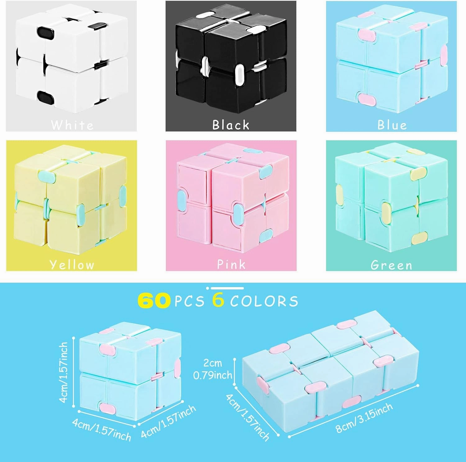 Chivao 60 Pieces Party Favors Cube Toy Cube Sensory Valentine‘s Day Hand Held Block Game Sensory Gadget Gift for Anxiety Stress Relief Birthday Goodie Bag Stuffers(Macaroon Style)