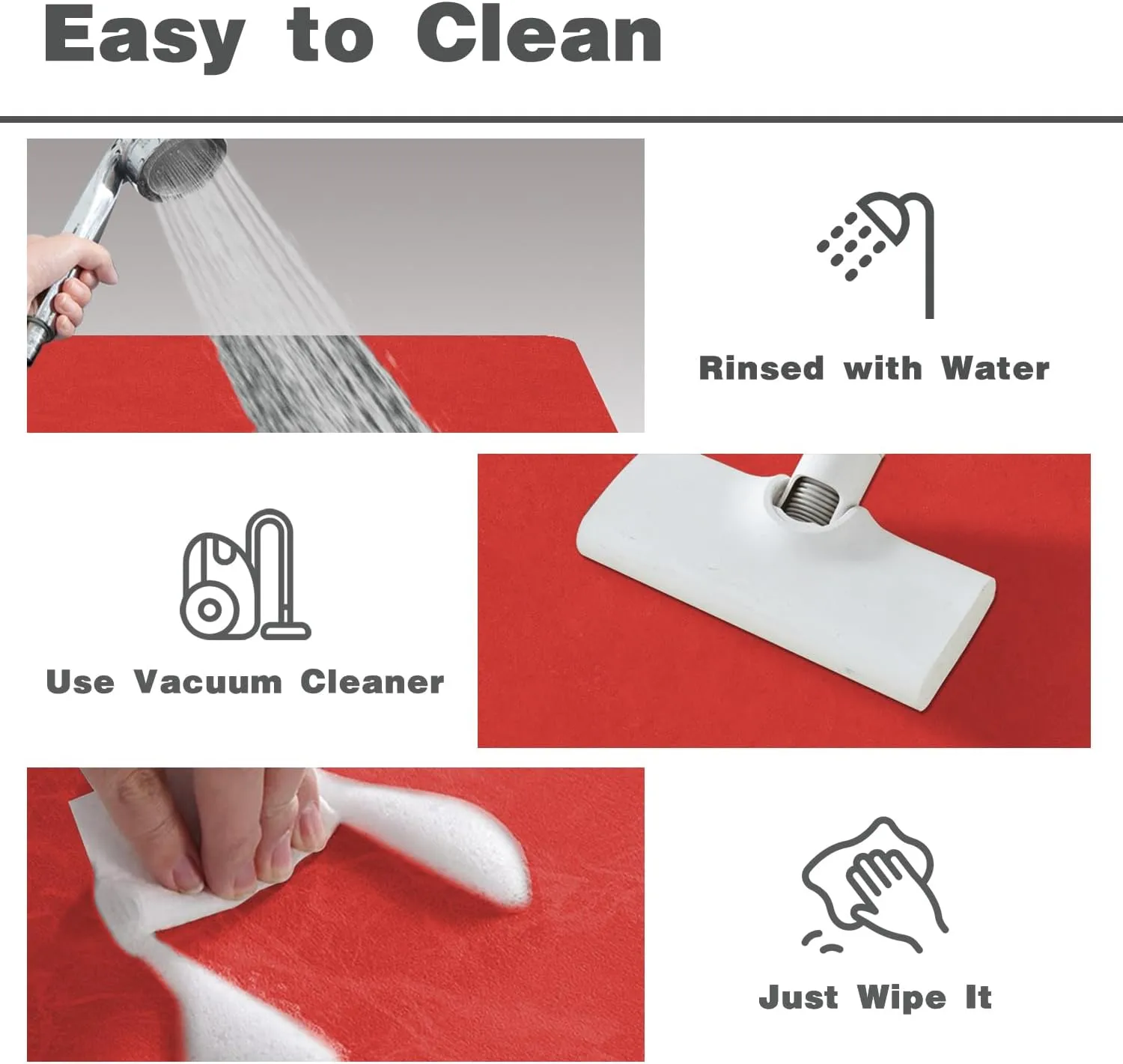 Christmas Bath Mat, Red Bathroom Rugs Non Slip Washable Thin Absorbent Bath Mat Fits Under Door Bathroom Floor Mat Perfect for Bath, Shower, or Sink 16"x24" Red
