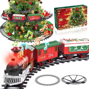 Christmas Tree Train Set, Electric Train Toys, Christmas Toy Train Gifts for Kids with Light and Sounds (On The Christmas Tree)